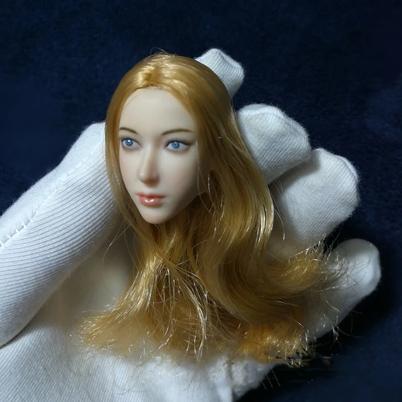 1/6 Scale Beauty Head Sculpt Blond Hair Blue Eyes FOR 12'' Pale Bodyin