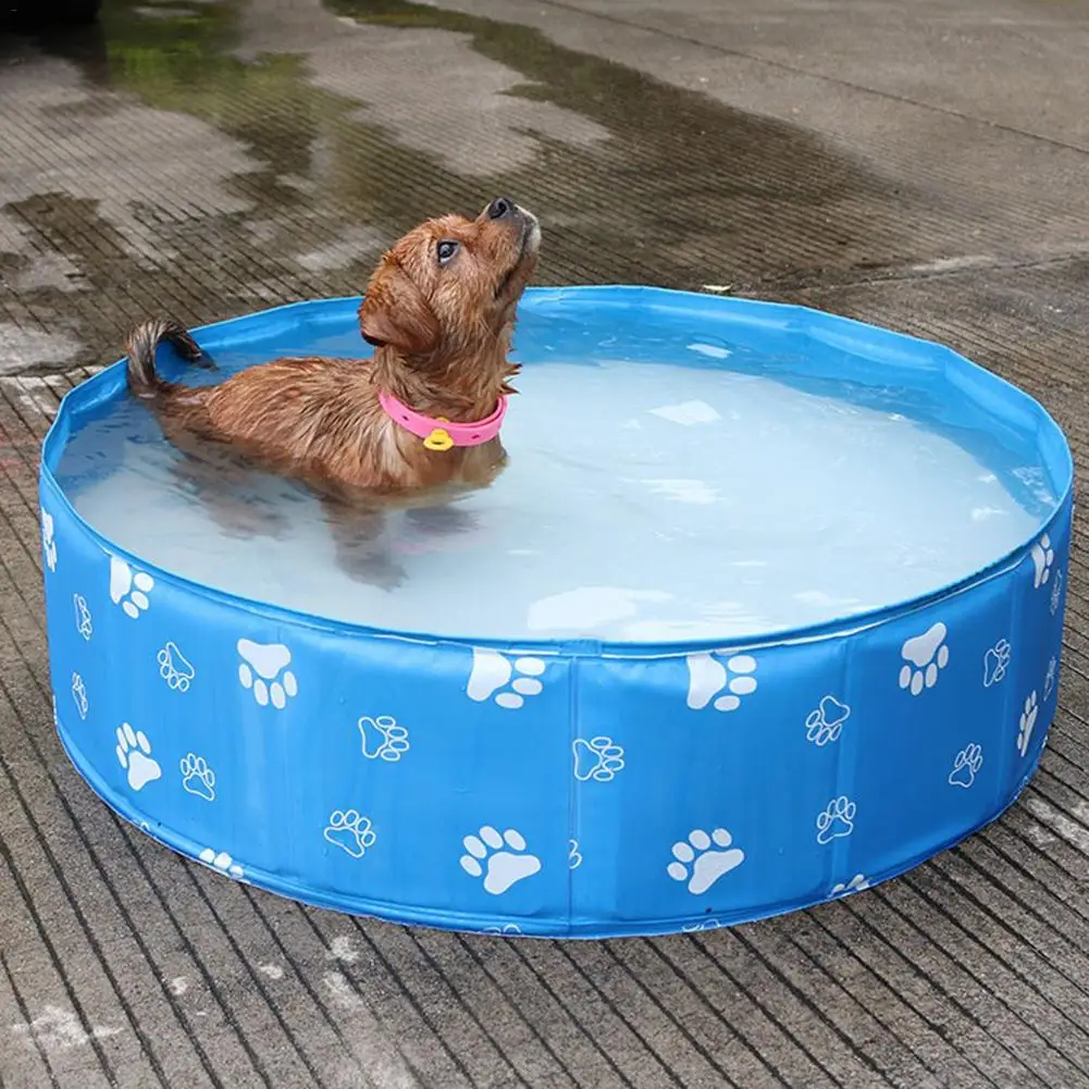

Foldable Cute Cat footprints puppy print PVC Pool Dog Pet Play Swimming Pool For Dog Waterproof Pet Dog Cat Bathing Bathtub