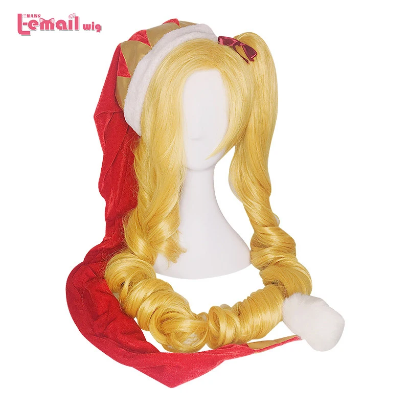 

L-email wig LOL Jinx Cosplay Wigs Christmas Ambitious Elf Jinx Cosplay Wig Long Yellow Wave Bunches Synthetic Hair Perucas