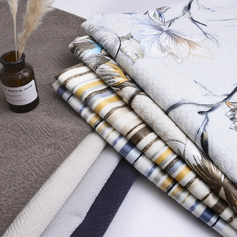 

Wholesale Upholstery Sofa 3d Embossed Flower Cloth Diy Blending Flocking Fabric For Pillow Sofa Cover Cushion
