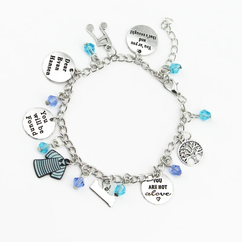 

Hot Fashion Dear Evan Hanson Bracelets Broadway Musical Themed Silvertone Metal Charm Bracelet for Christmas Gifts