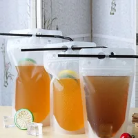 500Pcs/Lot 3 Size Plastic Drink Packaging Bag Pouch For Beverage Juice Milk Coffee With Handle and Holes For Straw 1