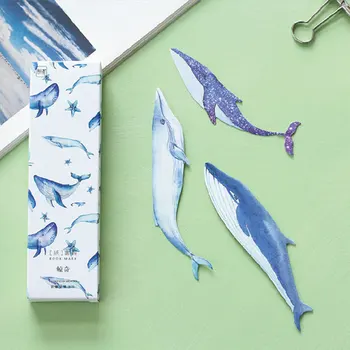 30pcs/box kawaii Whale Fish paper bookmark Korean cute bookmarks book holder message card school supplies papelaria 30pcs lot cute kawaii paper bookmark vintage japanese style book marks for kids school materials