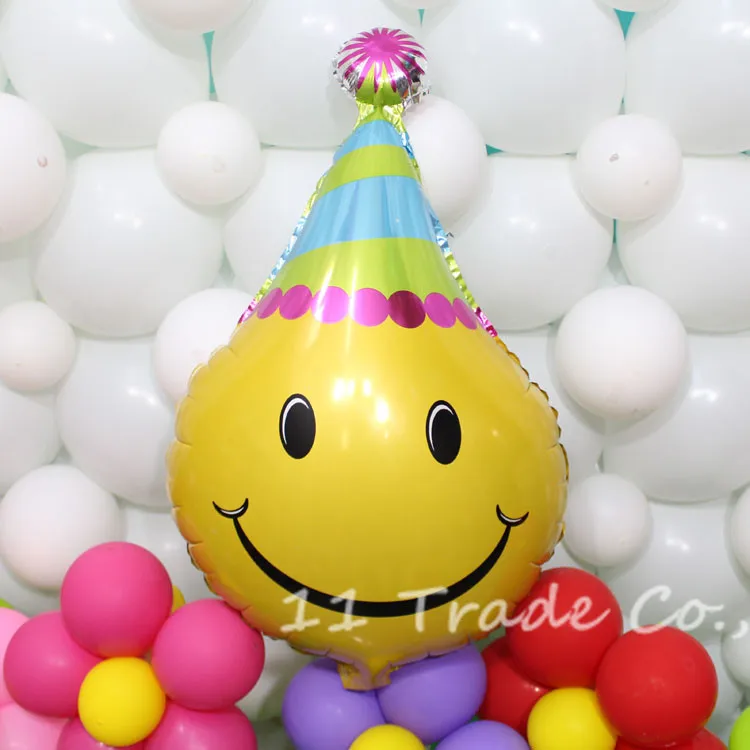 

Big 70 X 45cm Smile Face Balloons Happy birthday Party Hat Balloons foil globos cartoon cap toy helium emoji baloes de festa