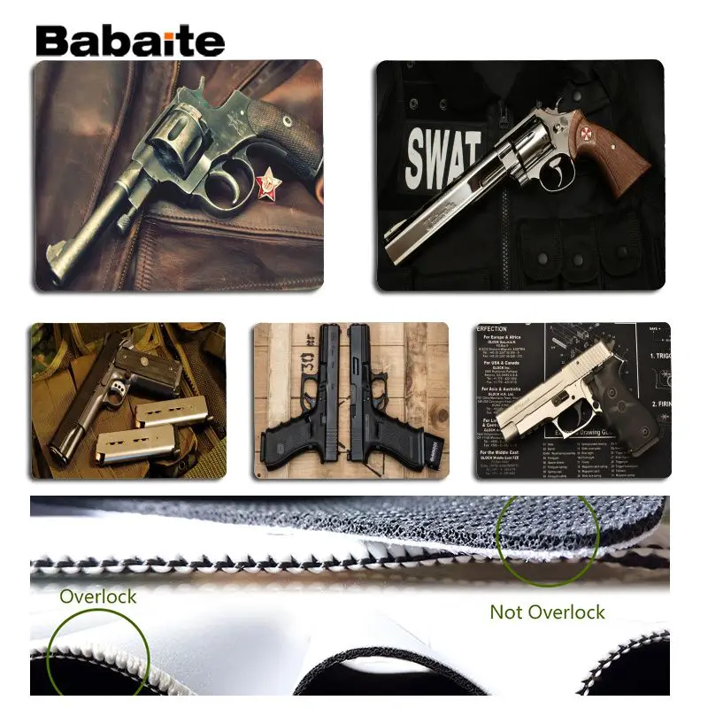 Babaite Funny Gun mouse pad gamer play mats Size for 180x220x2mm and