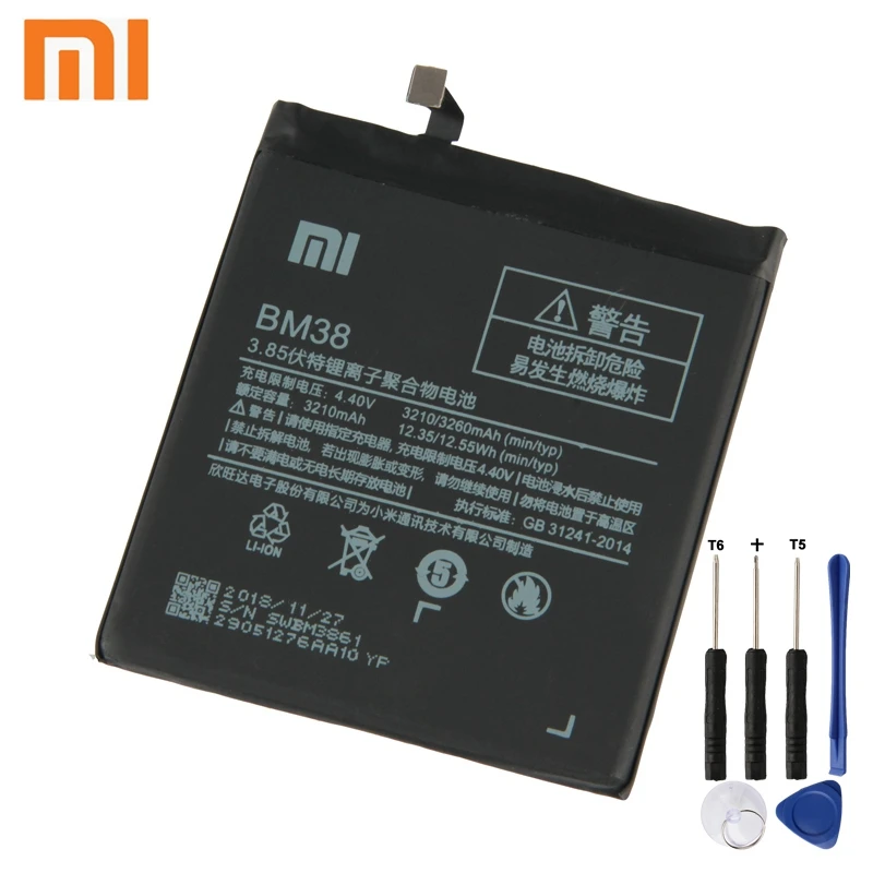 

Xiao Mi Xiaomi BM38 Phone Battery For Xiao mi 4S M4s 3260mAh BM38 Original Replacement Battery + Tool