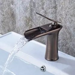 Смеситель для умывальника водопад Ванная комната кран Никель Матовый Одной ручкой бассейна смеситель для ванны латунь Раковина
