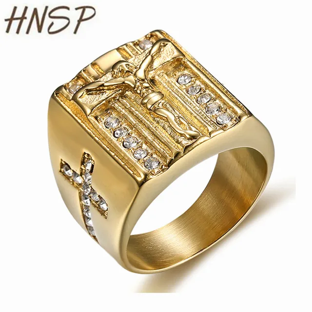 HNSP Cristiana Gesù Croce Anello di Barretta Per Gli Uomini di Sesso Maschile di HNSP Cristiana Gesù Croce Anello di Barretta Per Gli Uomini di Sesso Maschile di