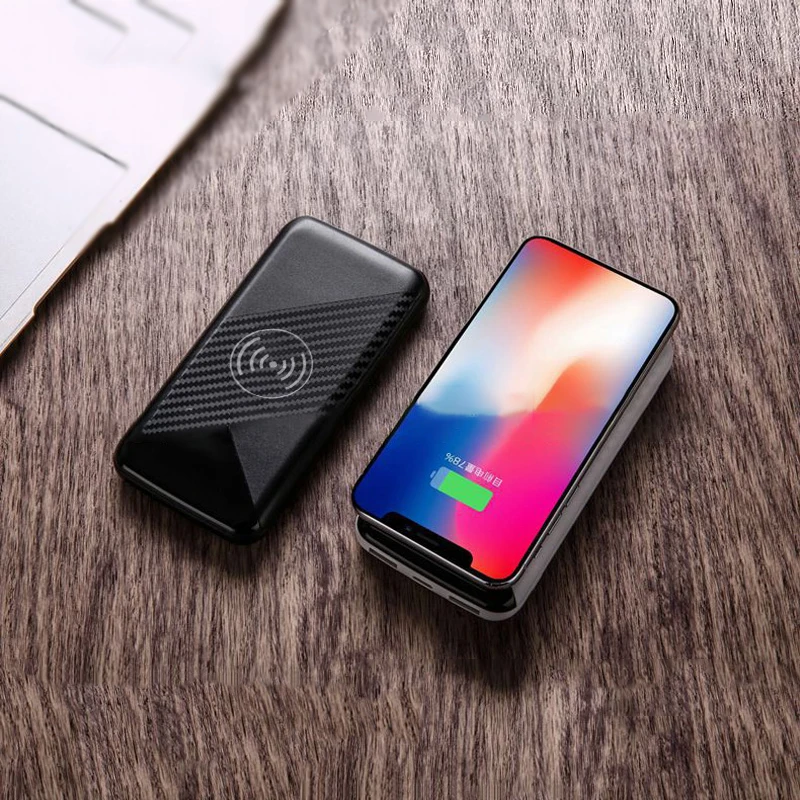 Wholesale price 20000mAh Wireless Charger Power Bank For iPhone X 8 3USB Battery Charger Wireless With suction cup powerbank