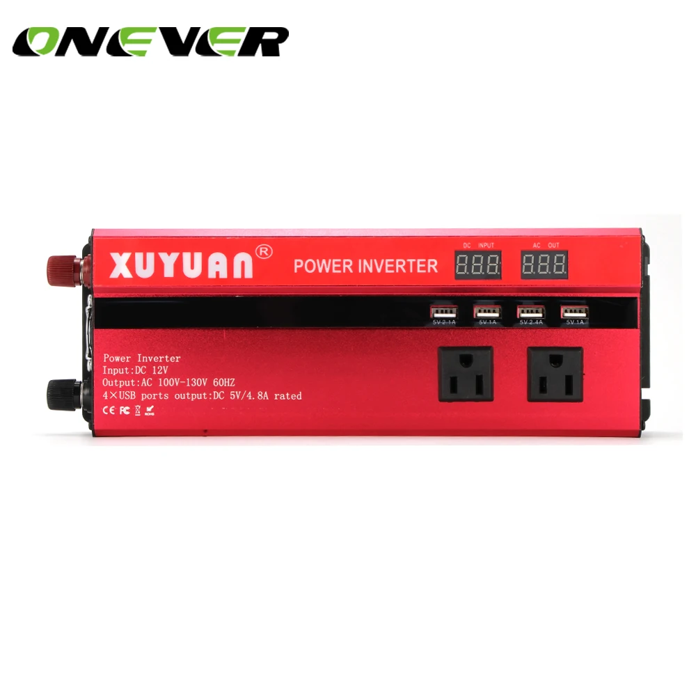 

Onever 4 USB Rated 2000W DC 12V to AC 220V Portable Car Power Inverter Charger Converter Adapter Modified Sine Wave Peak 5000W