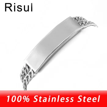 

100% Stainless Steel Blank Tags Bracelets Men Women Metal ID Bracelet Name Cable Bracelet High Polished Wholesale 50pcs