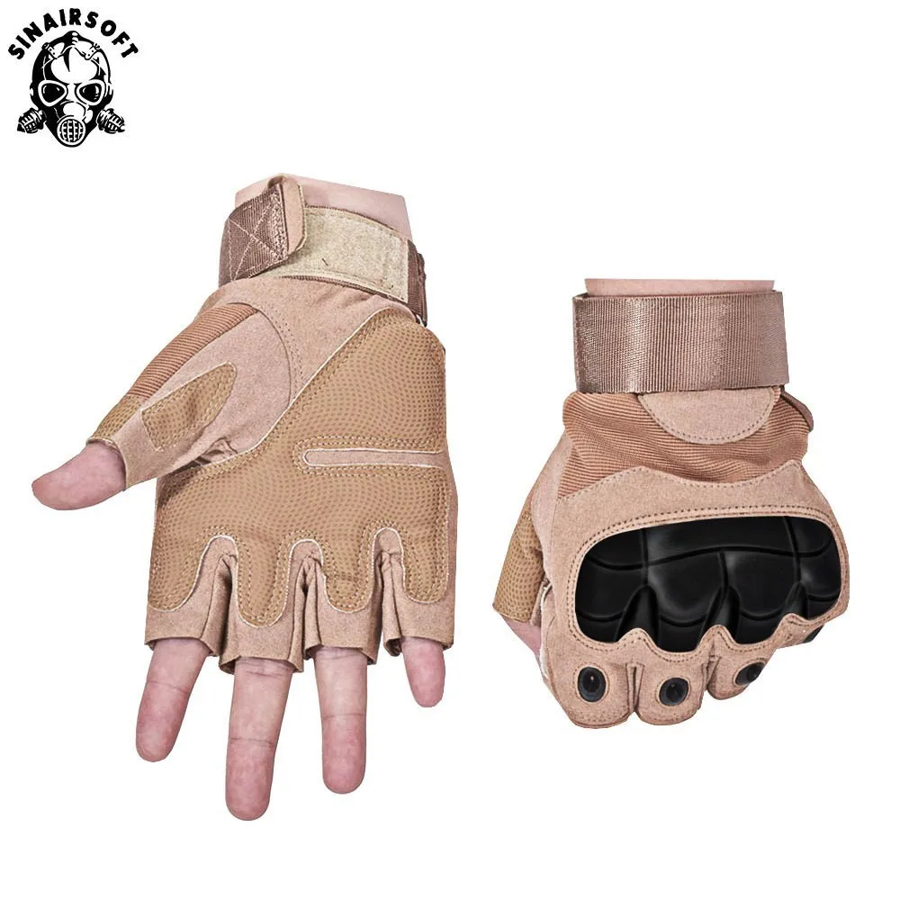 Black Fingerless Tactical Assault Contact Gloves Hard Knuckle Military Army