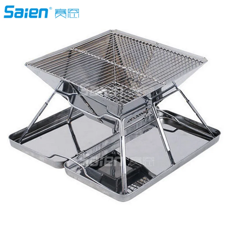 

Stainless Steel Folding Charcoal Barbeque Grill Portable Barbeque Grill BBQ + Black Oxford Carrying Bag