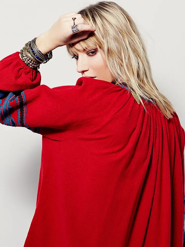 new autumn button o-neck cotton dress bohemian embroidery with button wide fit loose red leisure folk kaftans