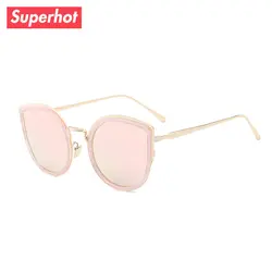 Сверхгорячего очки-модельер кошачий глаз Солнцезащитные очки для женщин Для женщин бренд Защита от солнца очки металлический каркас
