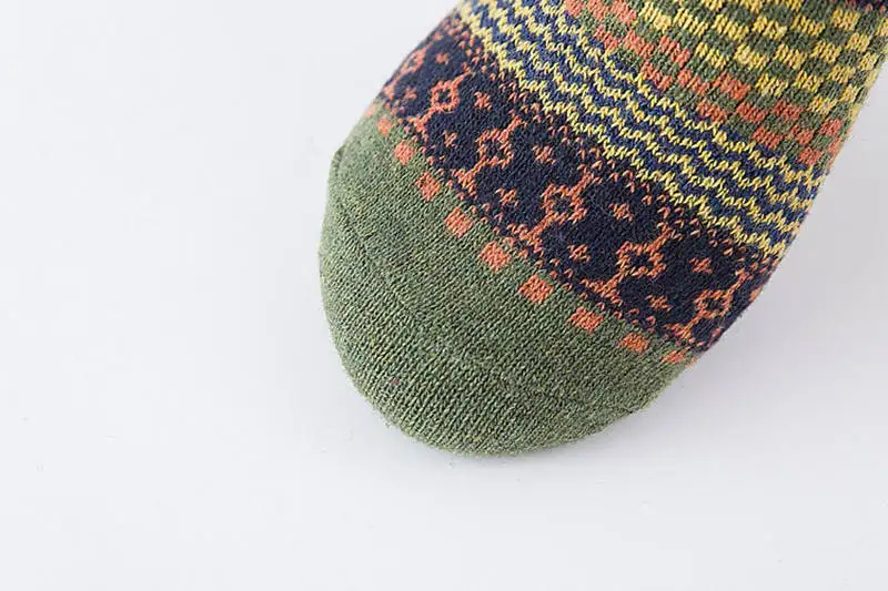 Vintage Men Wool Socks Ethnic Style Geometric Plaid Socks Fashion Male Striped Middle Tube Sock Winter Warm Man Cotton Clothing (13)