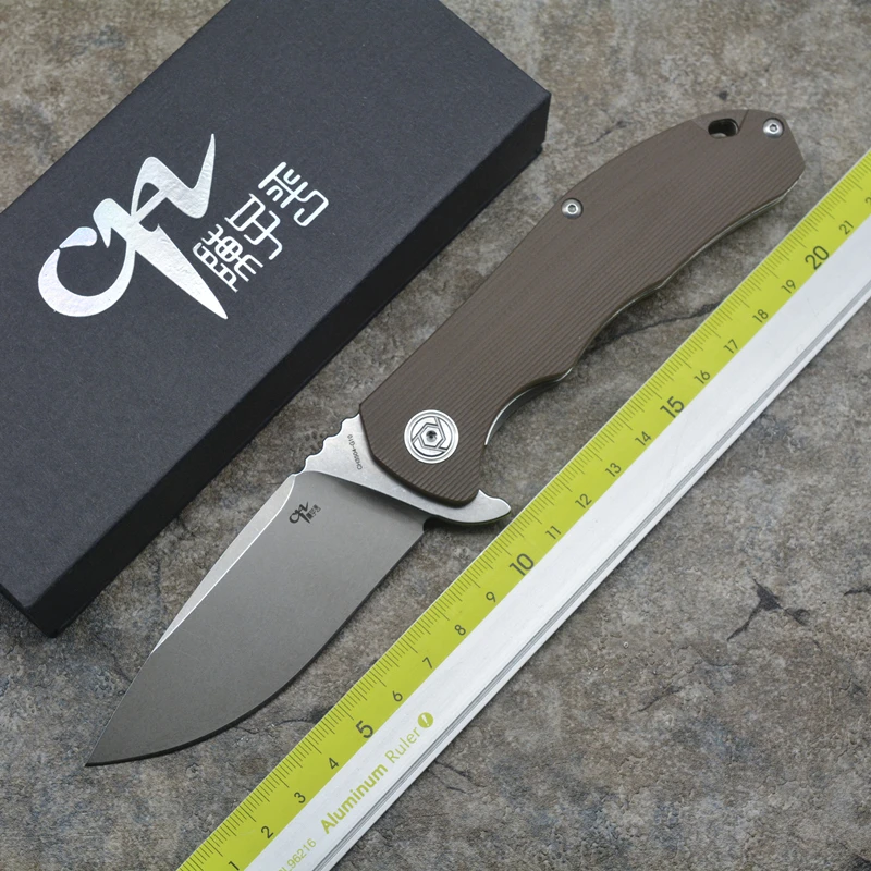 

CH3504-G10 Flipper folding knife D2 blade ball bearing G0 + steel handle camping hunting pocket knife EDC tools