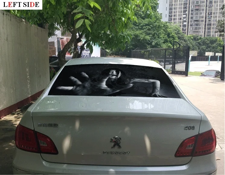 

LEFT SIDE Car Stickers Car-Styling Rear Window Glass Sticker Perforated PVC Rear Windshield Decor Sticker Auto Accessories
