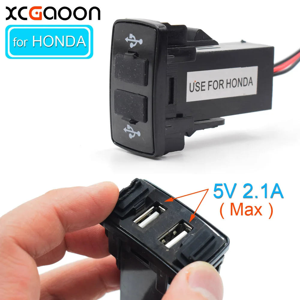 

XCGaoon Special Dual 2 Port USB Car Charger for HONDA, 5V 2.1A Car DC-DC Power Inverter Converter, Can charge iPhone mobile