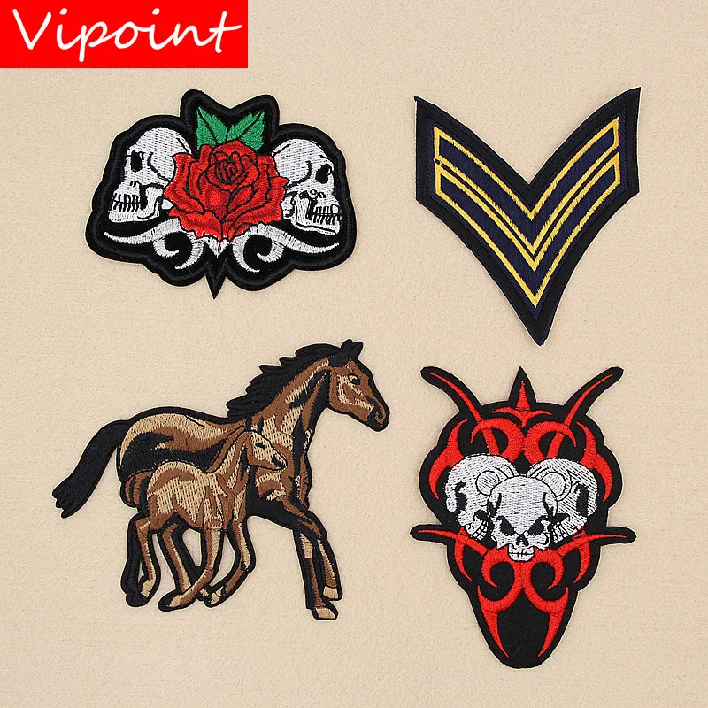 

VIPOINT embroidery skull patches army horse patches badges applique patches for clothing XW-143