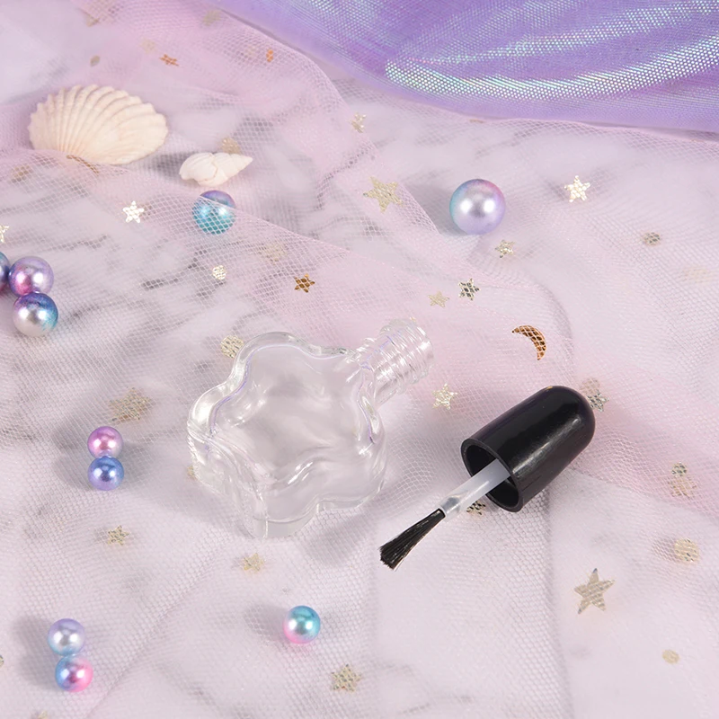 Glass Nail Oil Bottles Nail Art Container 1/5pcs 5ml Plum Flower Empty Nail Polish Bottle With Black Small Brush