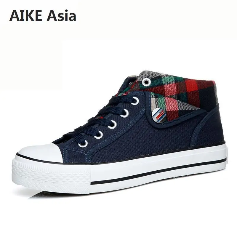 

Women Vulcanized Shoes 2018 Fashion 3 Color Women Canvas Shoes Lace-up Casual Ladies Shoes Woman Flat High-top Sneakers