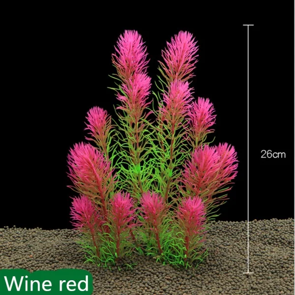 26 см зеленый ПВХ материал имитация искусственной воды трава поддельный цветок воды аквариум декорация ландшафт для аквариума цветы - Цвет: Wine red