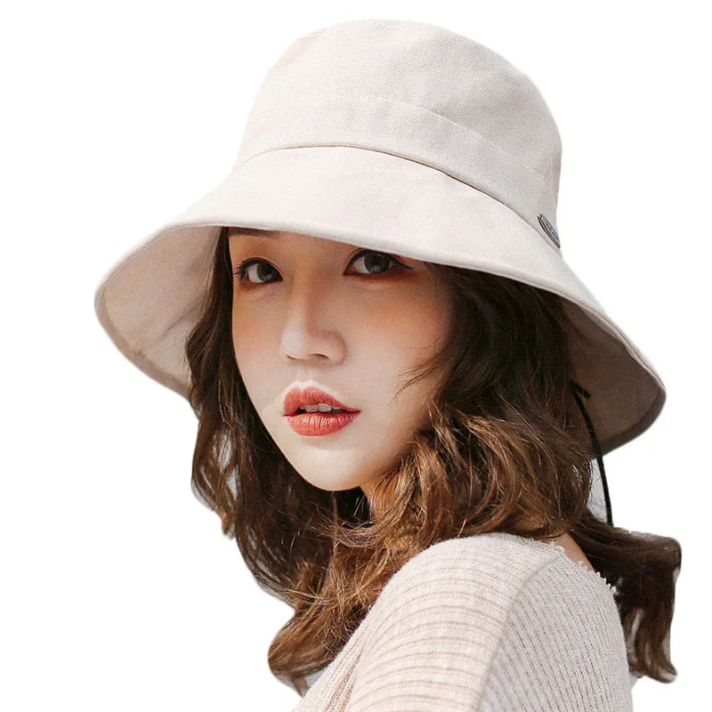 Fashion High Quality Summer Cotton Sun Hats Woman UV Protection Wide ...
