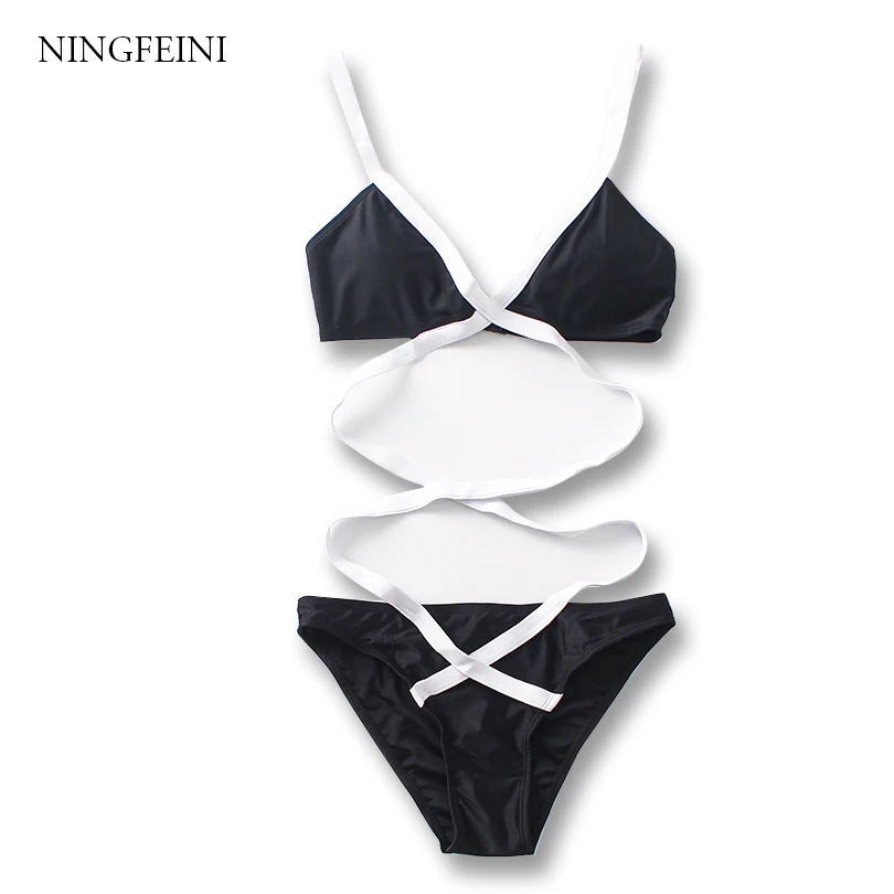 NINGFEINI Women's Solid Black Brazilian String Thong Micro Sexy One