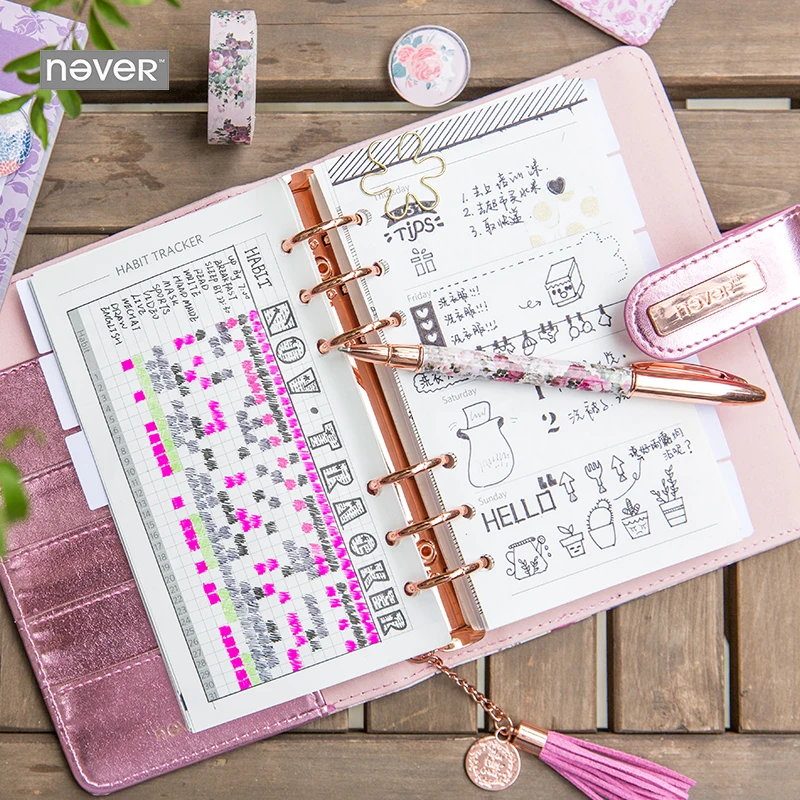 NEVER stationery rose series spiral notebook 2019 agenda organizer A6 planner personal diary book office and school supplies NEVER stationery rose series spiral notebook 2019 agenda organizer A6 planner personal diary book office and school supplies