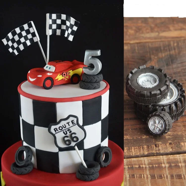 

4PCS/SET Tire Mold Modelling Silicon Soap Mold Tyre Fondant Cake Decoration Mold 100% Food Grade Raw Material A1138