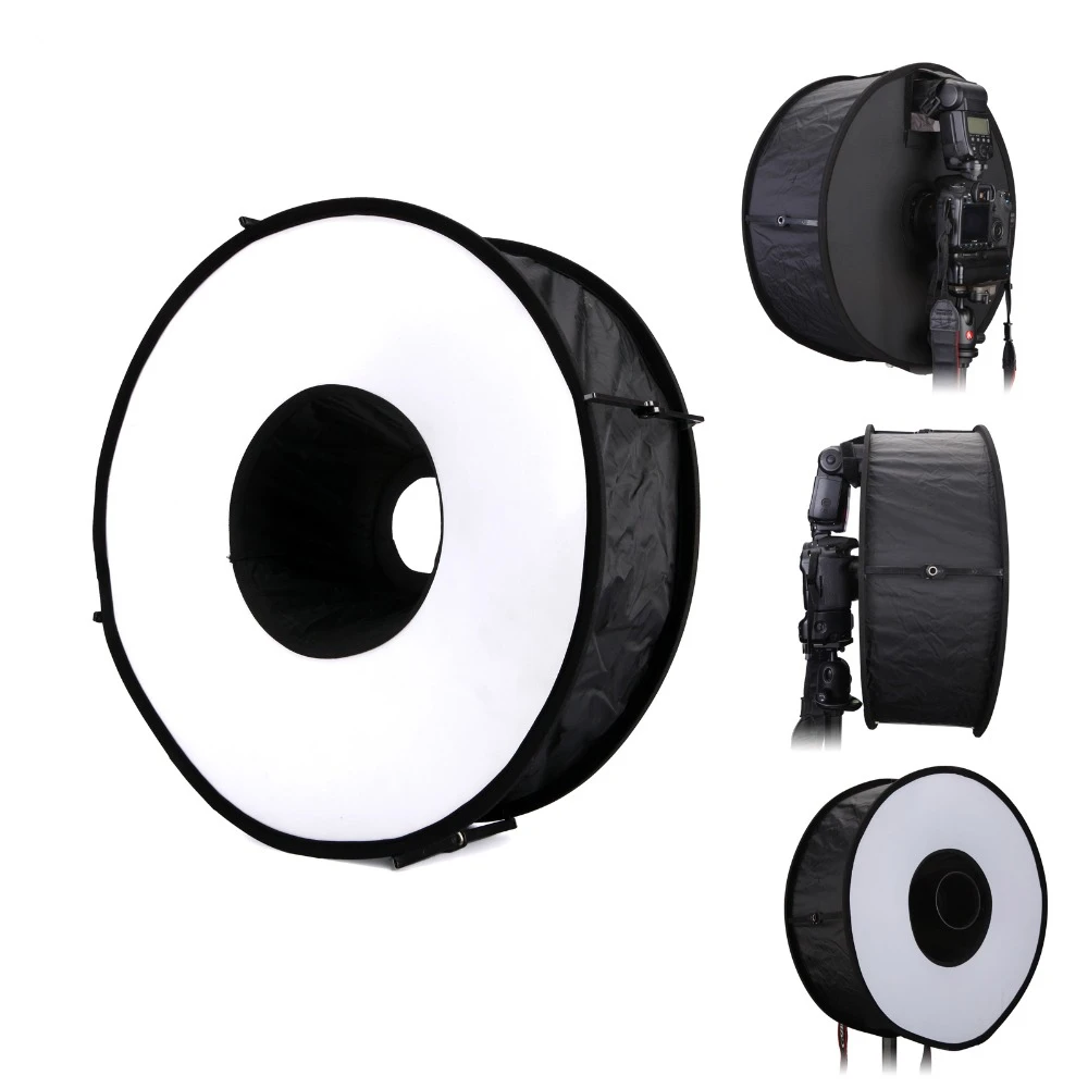 

45cm 18" Easy-fold Ring Speedlite Flash Softbox Diffuser Reflector For Canon Nikon Godox Macro Shoot Portrait Photography