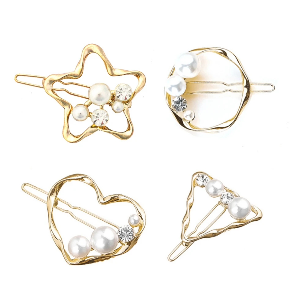 

1 pcs Women Fashion Hair Clips Accessories Geometric Round Triangle Hair Clips Imitiation Pearl Hairpins Heart Hair Barrettes