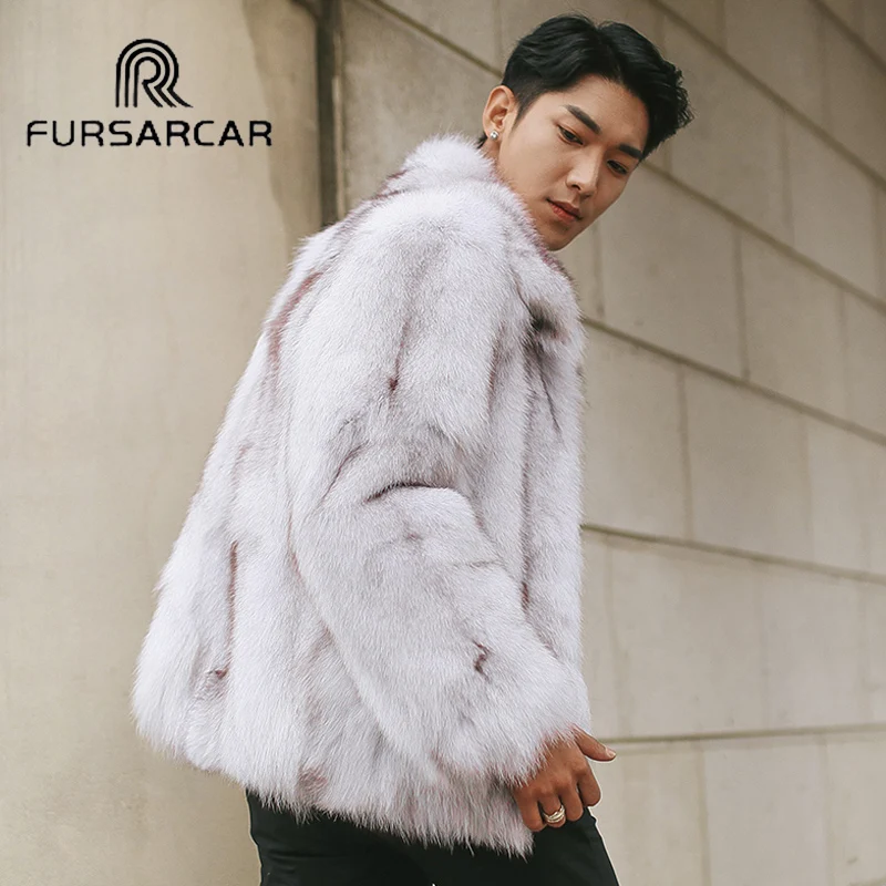 FURSARCAR Новое поступление 2018 Роскошная Шуба из натурального Лисьего меха для