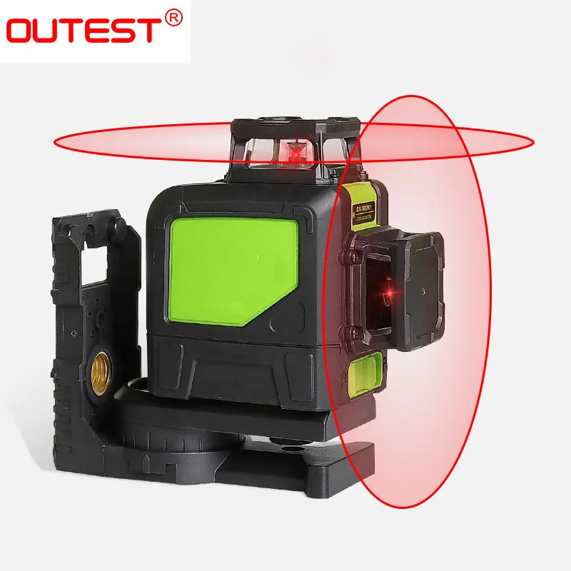 Лазерный уровень OUTEST 8 линий, самонивелирующийся лазерный уровень, красный/зеленый луч, 360 градусов, Горизонтальная и вертикальная Лазерная линейка