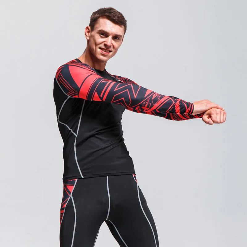 Термобелье мужское длинное нижнее белье компрессионная Одежда Фитнес рубашка для пробежек Мужская тренировочные брюки термобелье