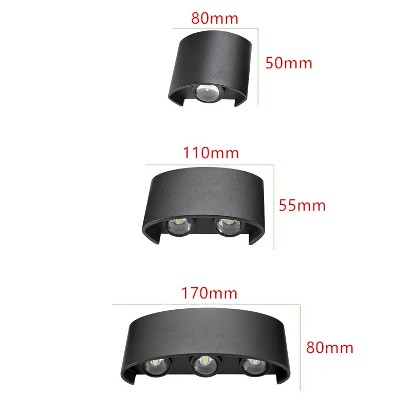 IP65 Настенный светильник светодиодный алюминиевый открытый Крытый Водонепроницаемый 85~ 265 В вверх вниз белый черный современный для дома ванная комната улица