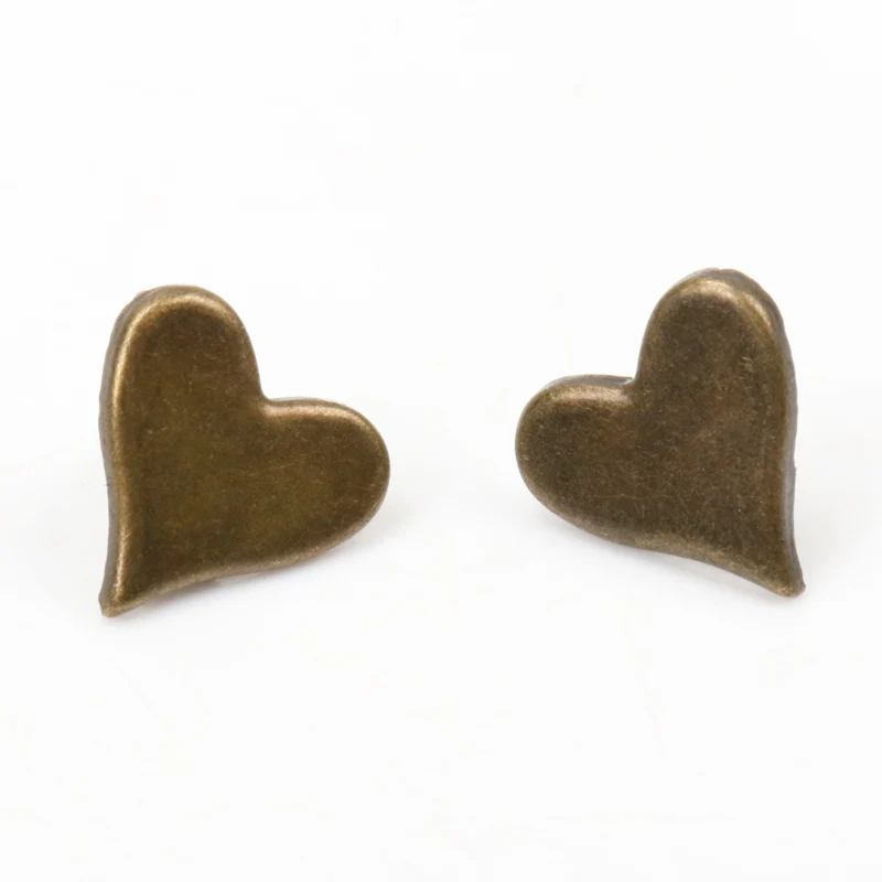 Bronze Heart Brads Scrapbooking Embellishment Fastener Brads Metal Crafts For shoes Decoration 50PCs 11x10mm CP1514-FD