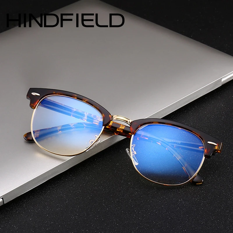 Hindfield Retro Anti Blu ray Glasses Semi rimless Computer Glasses ...