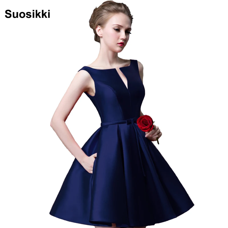 Navy Blue NO.57 Suosikki/Новинка года; модное короткое дизайнерское платье цвета фуксии на шнуровке; вечерние платья для невесты; коктейльное платье - Цвет: Navy Blue NO.57