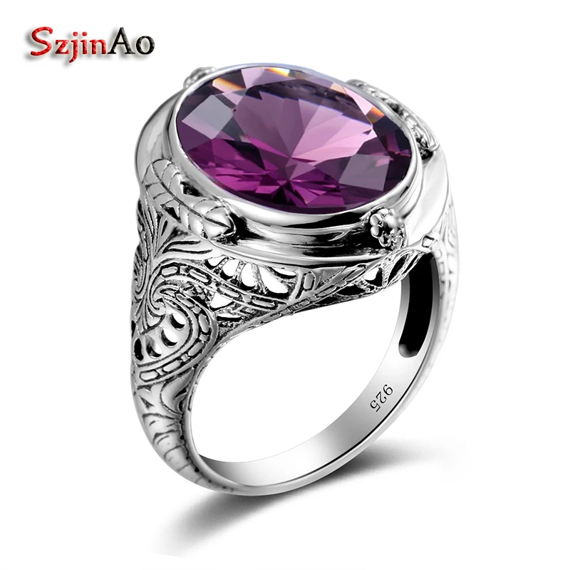 silver rings with large semi precious stones