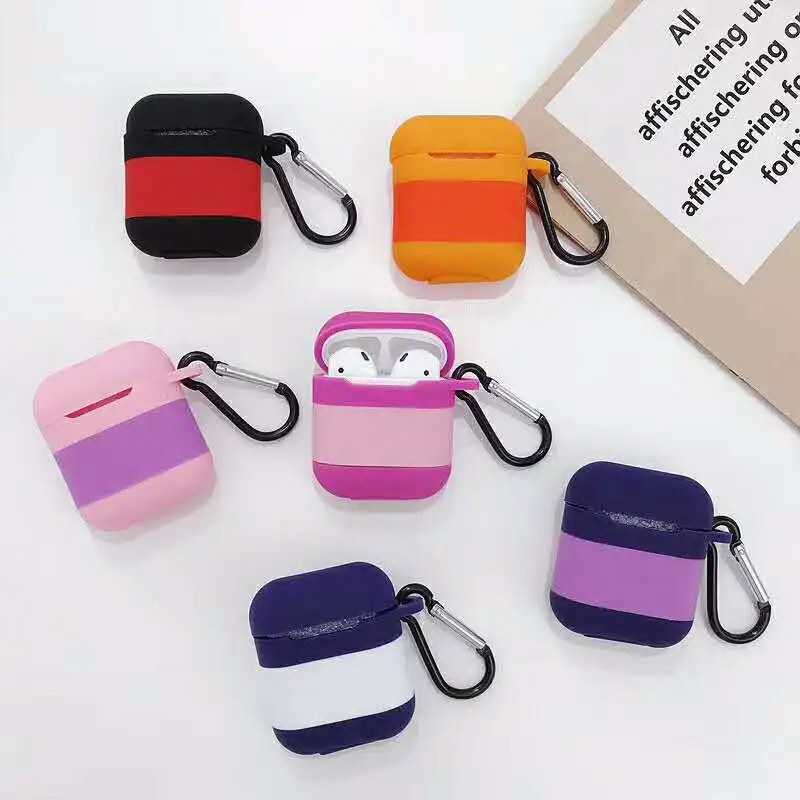 

Colorful Bluetooth Wireless Earphone Case For AirPods Protective Cover Skin Accessories for Apple Airpods Charging Box key rings