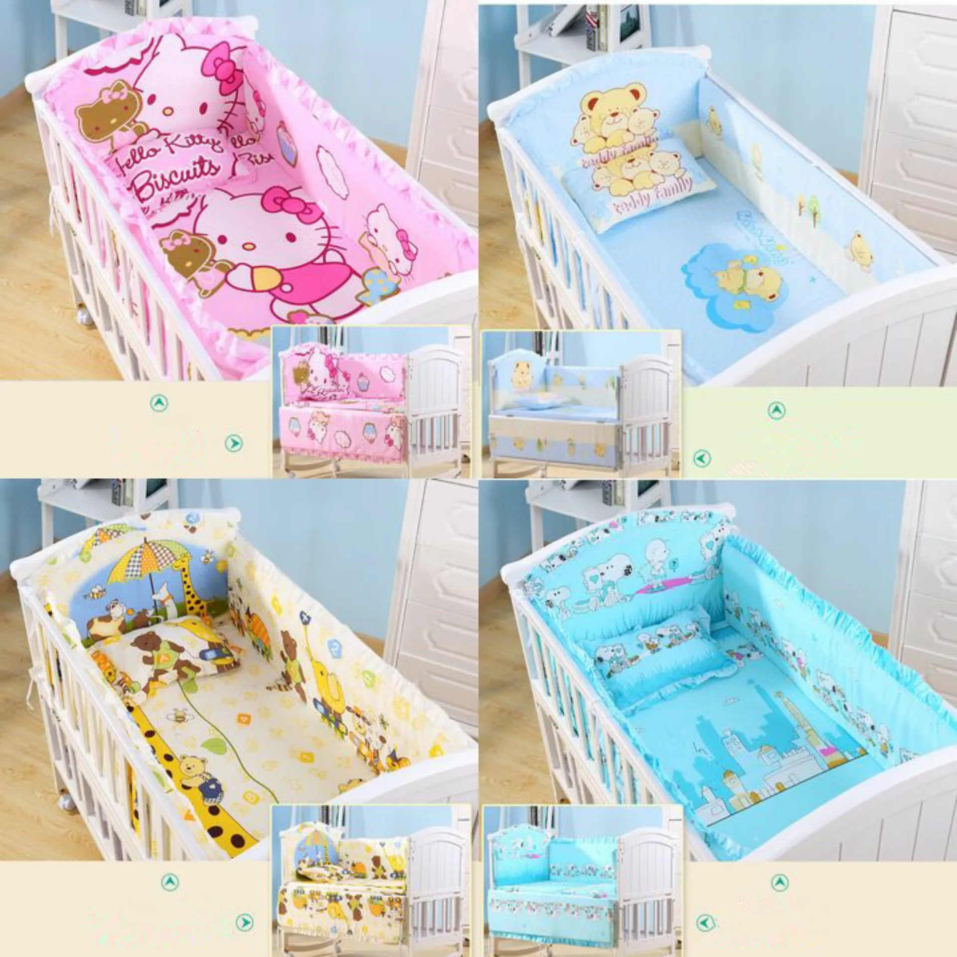 

6Pcs Cotton Breathable Printed Baby Crib Cot Bumper Collision Protector Newborn Bed Surrounded By Safety Rails Bedding Supplies