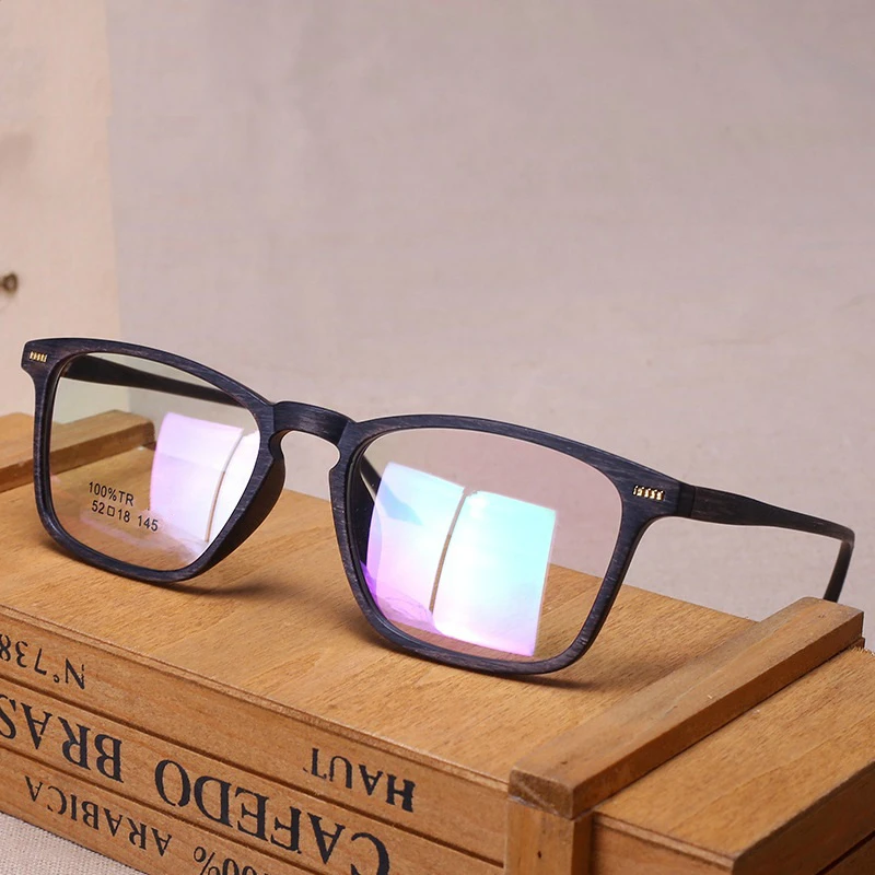 

Vazrobe TR90 Glasses Frame Men Women Fake Wood Spring Hinge Customize Prescription Optical Lens 1.56 1.61 1.67 Index Transition