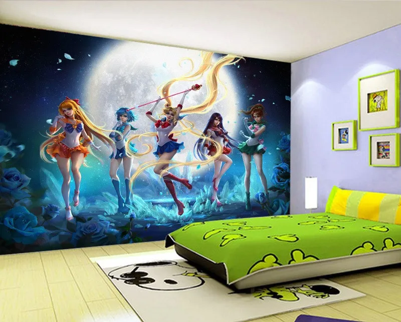 セーラームーン 3d壁紙 漫画の壁の壁紙 カスタムメイドの壁装材 テレビの後ろの壁の装飾 Photo Wallpaper Bedroom Tv Backgroundhotel Wallpaper Aliexpress