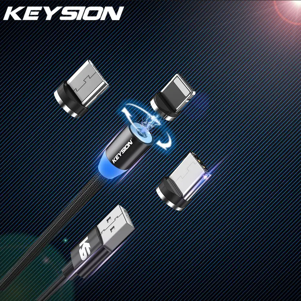 

KEYSION Magnetic Cable 1m Braided Mobile LED Type C Micro USB Magnet Charger Cable For Apple iPhone X 7 8 6 10 Xs Max XR Samsung