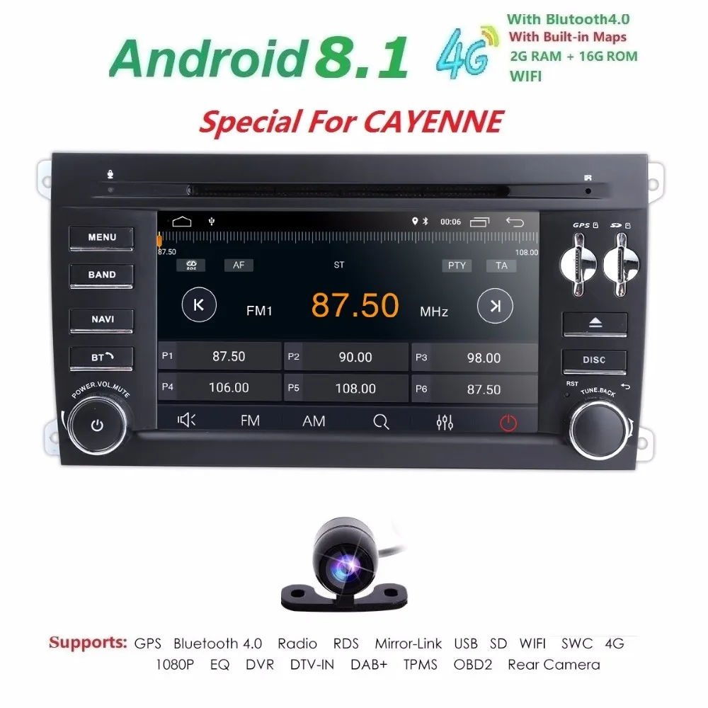 

Android 8.1 Car DVD Multimedia Player For Porsche Cayenne 2003 2004 2005 2006 2007 2008 2009 2010 GPS Navigation Radio Head Unit