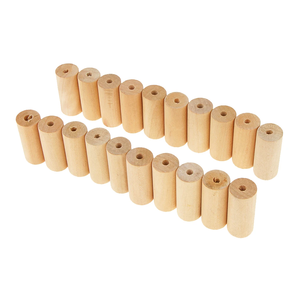 20 Pieces  Montessori Teaching Aids Material Wooden Beads Cylinder Unfinished Tube Bead DIY Crafts Toy 