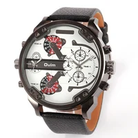 5.6cm Cool Big Case Mens Watches Man Top Luxury Brand OULM Quartz Watch For Men Dual Times Military relogio masculino Male Clock 1