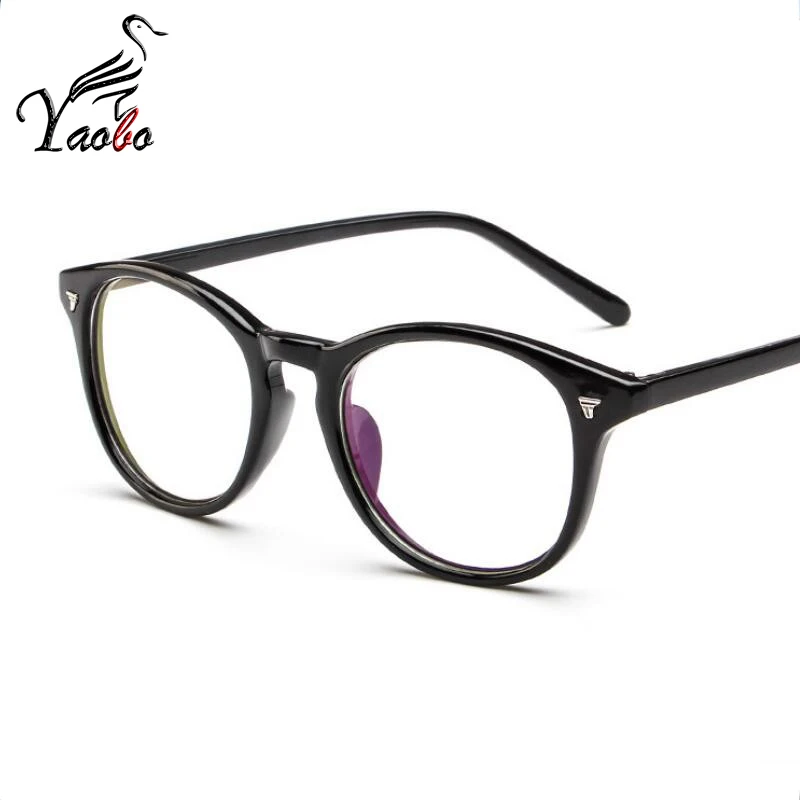 Трендовая Ретро круглая оправа для очков, женские брендовые Дизайнерские Модные оптические оправы для очков, мужские компьютерные очки oculos - Цвет оправы: BRIGHT BLACK